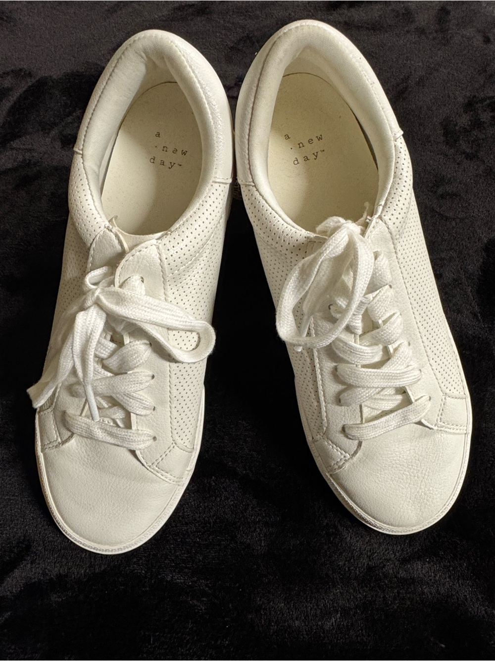 a new day White Women's Perforated Lace-Up Sneakers
